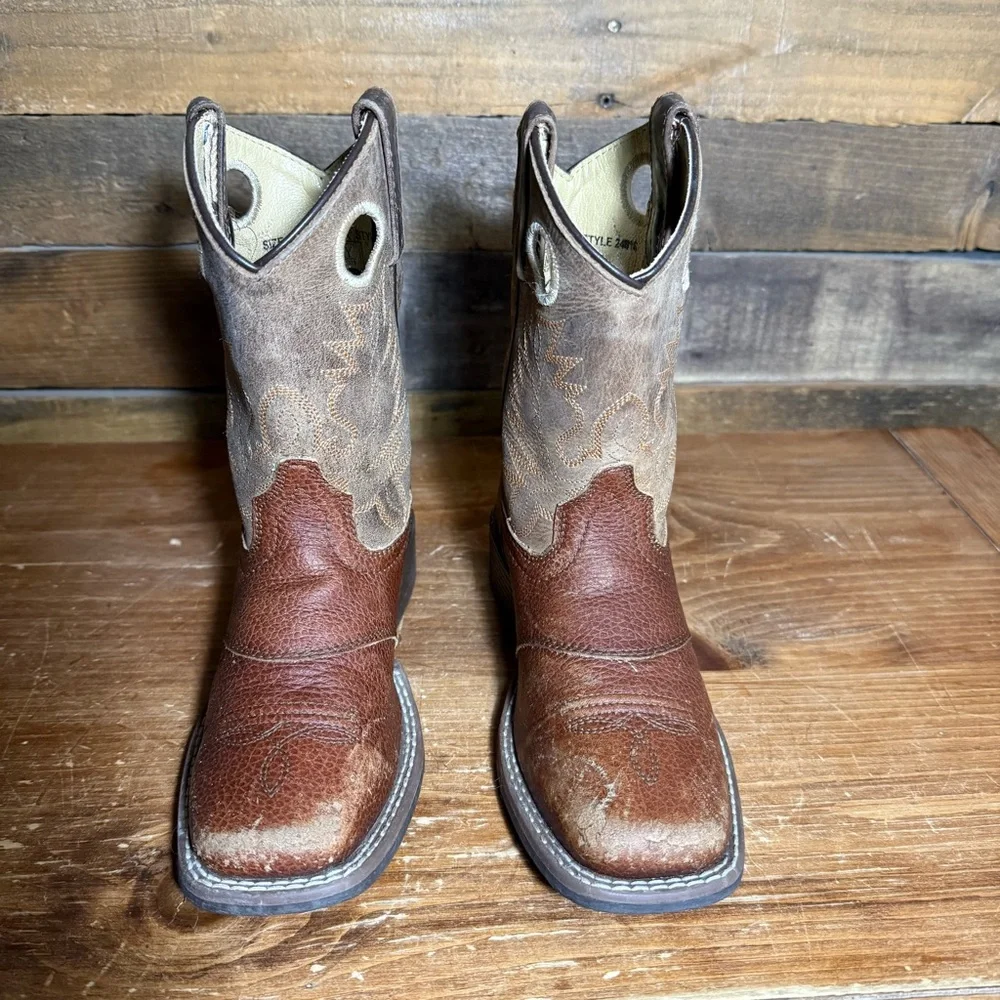 Smoky Mountain Kids Luke Brown Distressed‎ Leather Western Boot 2481 C size 1